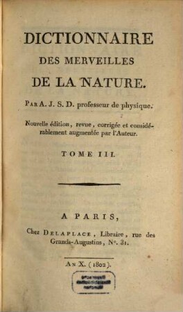 Dictionnaire des merveilles de la nature, 3