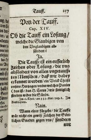 Von der Tauff. Cap. XIV.