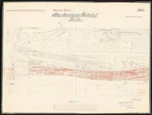 Bahn für schnellfahrende Personenzüge Schinkelwettbewerb 1910: Umplanung Alter Hamburger Bahnhof Berlin. Lageplan 1:1000