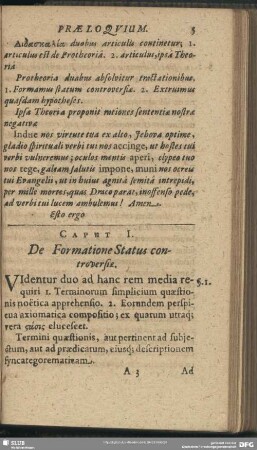Caput I. De Formatione Status controversiae