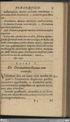 Caput I. De Formatione Status controversiae