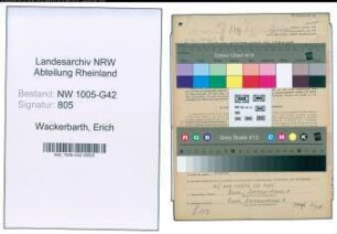 Entnazifizierung Erich Wackerbarth , geb. 10.02.1906 (Sattler)