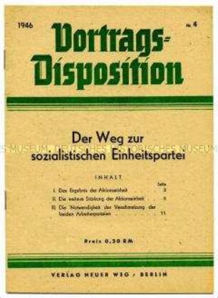 Schulungsmaterial der KPD: Vortragsdisposition Nr. 4
