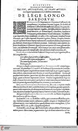 Discursus Prolegomenus - De Lege Longobardorum