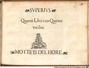 Quartus Liber cum Quatuor vocibus. MOTTETI DEL FIORE