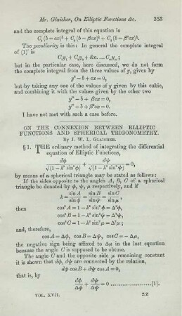 On the connexion between elliptic functions and spherical trigonometry.