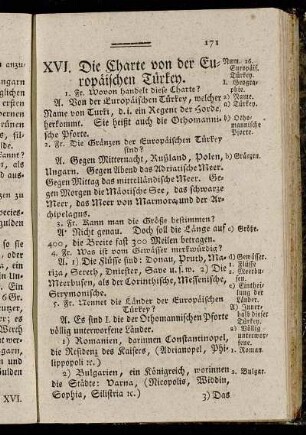 XVI. Die Charte von der Europäischen Türkey.