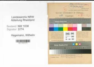 Entnazifizierung Wilhelm Hagemann , geb. 12.09.1892 (Beamter)