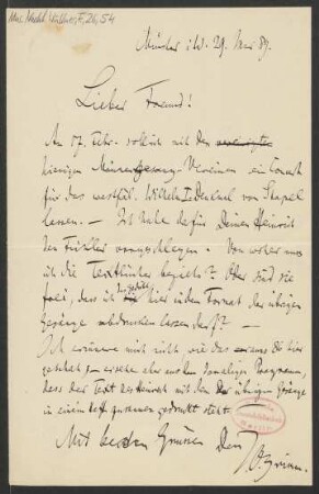 Brief an Franz Wüllner : 29.03.1889