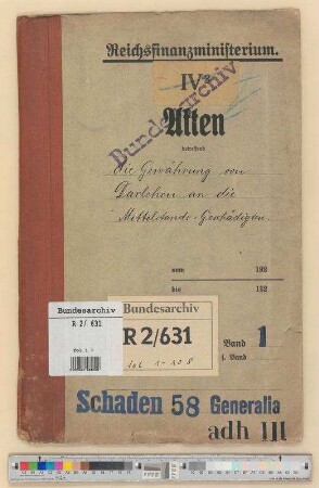 Gewährung von Darlehen an die Mittelstandsgeschädigten