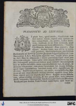 Praemonitio Ad Lectorem.