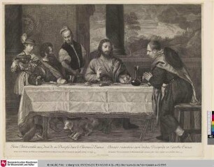 Jesus Christ a table avec deux de ses Disciples dans les Chasteau d'Emaus