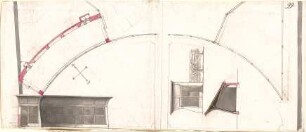 Pedetti, Peter Moritz (Maurizio); Eichstätt; Sommerresidenz (Codex Aureatinus) - Gewächshaus (Grundriss, Ansicht, Schnitt)