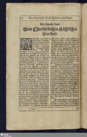 Der Zehende Titul. Vom Churfürstlichen Sächsischen Jägerhause.