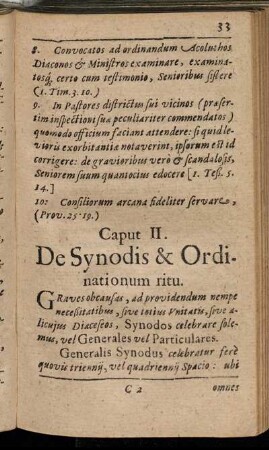 Caput II. De Synodis & Ordinationum ritu.