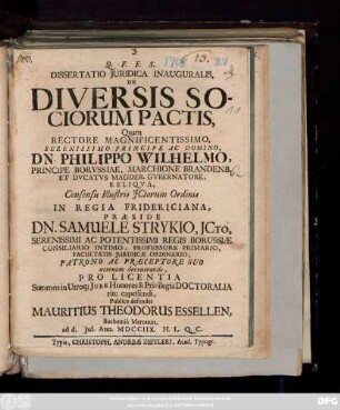 Dissertatio Juridica Inauguralis De Diversis Sociorum Pactis