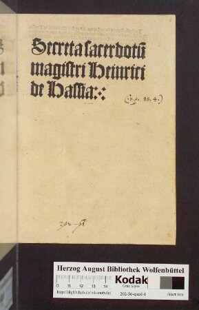 Secreta sacerdotu[m] magistri Heinrici de Hassia