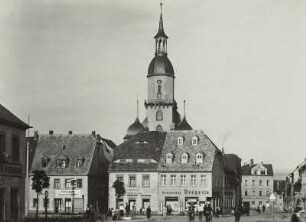 Rochlitz, Kunigundenplatz, Blick zur Kunigundenkirche