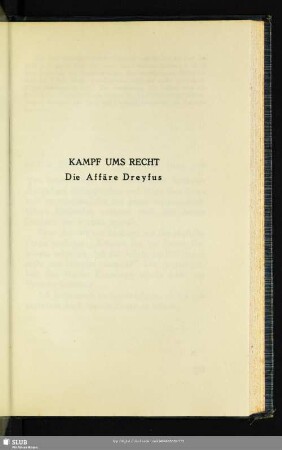 Kampf Ums Recht : Die Affäre Dreyfus