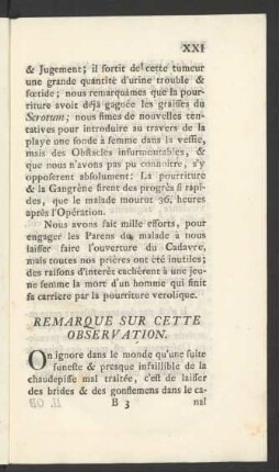 Remarque Sur Cette Observation