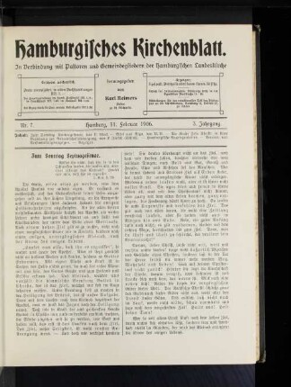 Zum Sonntag Septuagesimae