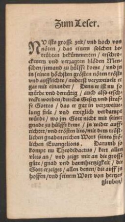 Zum Leser.