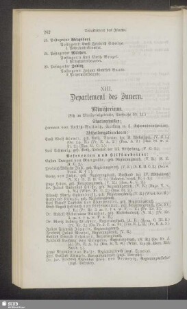 XIII. Departement des Innern