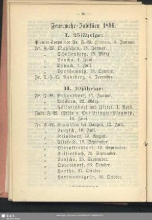 Feuerwehr-Jubiläen 1896