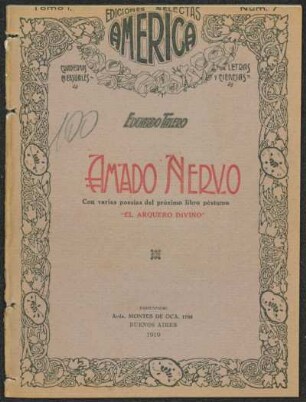 1919000700: Amado Nervo : con varias poesías del próximo libro póstumo "El arquero divino"