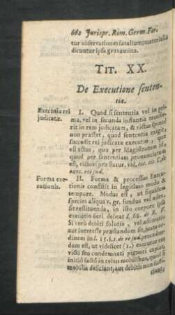 Tit. XX. De Executione sententiae