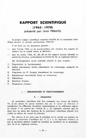 23-44, Rapport scientifique 1965 - 1970