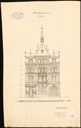 Wohnhaus Schwarzmann, Mainz: Vorentwurf, Fassade 1:100