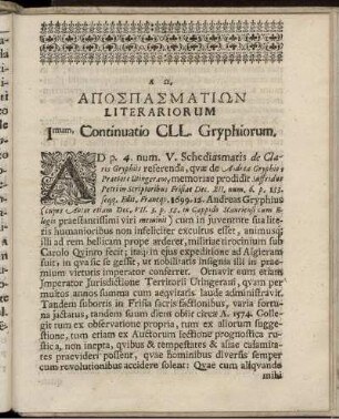 Imum, Continuatio CLL. Gryphiorum.
