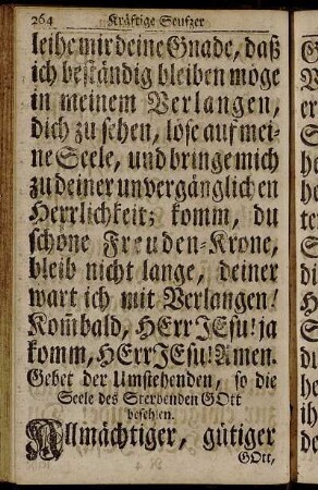 Gebet der Umstehenden, so die Seele des Sterbenden Gott befehlen
