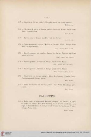Faiences (Nr. 156 - 172)