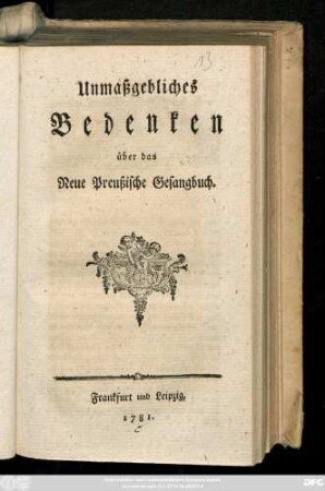 Unmaßgebliches Bedenken über das Neue Preußische Gesangbuch