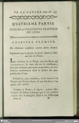Quatrieme Partie. Suite De La Progression Graduelle Des Etres