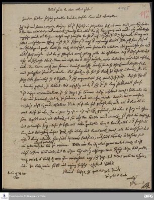 Brief von Philipp Jakob Spener an August Hermann Francke.