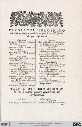 Tavola del libro primo / secondo