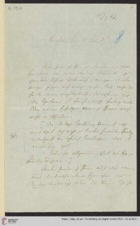 Briefe von Friedrich Daniel Bassermann an Georg Gottfried Gervinus: Brief von Friedrich Daniel Bassermann an Georg Gottfried Gervinus