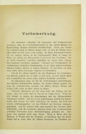 Vorbemerkung