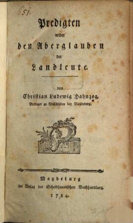 Predigten wider den Aberglauben der Landleute