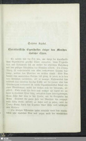 Sechstes Kapitel. Charakteristische Eigenschaften einiger dem Menschen ähnlicher Thiere