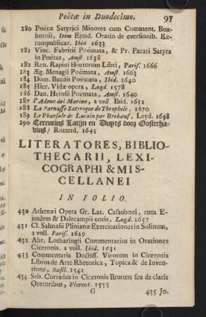97-124, Literatores, Bibliothecarii, Lexicographi & Miscellanei