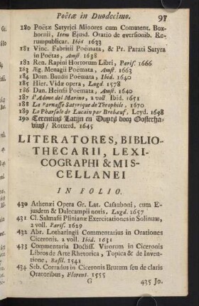 97-124, Literatores, Bibliothecarii, Lexicographi & Miscellanei