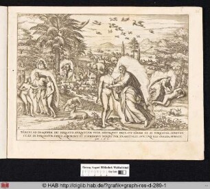 Die Erschaffung der Lebewesen des Meeres, der Vögel, der Landtiere und des Menschen.