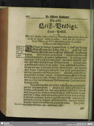 [Zwei Leich-Predigten aus der Haus-Postill]
