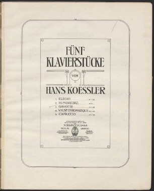 Fünf Klavierstücke. 2. Humoreske. - 11 S.