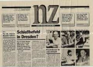 Erste Nummer der linken Tageszeitung "NZ - Neue Zeitung Berlin West" zur "Wende" in der DDR