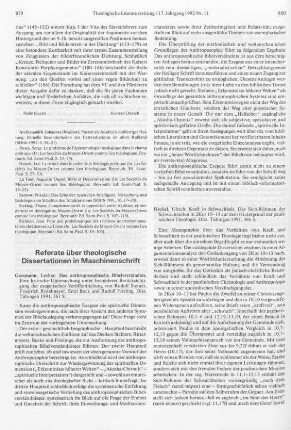 Referate über theologische Dissertationen in Maschinenschrift